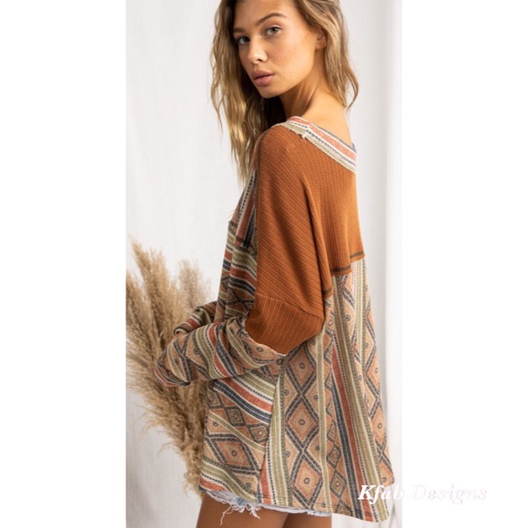 ❤️RESTOCKED! Boho Textured Aztec Dolman Tunic! - Picture 6 of 10